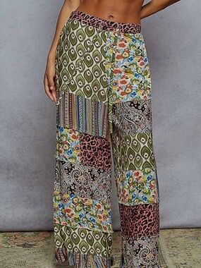 "The Jordyn" Patchwork Wide Leg Relaxed Pants